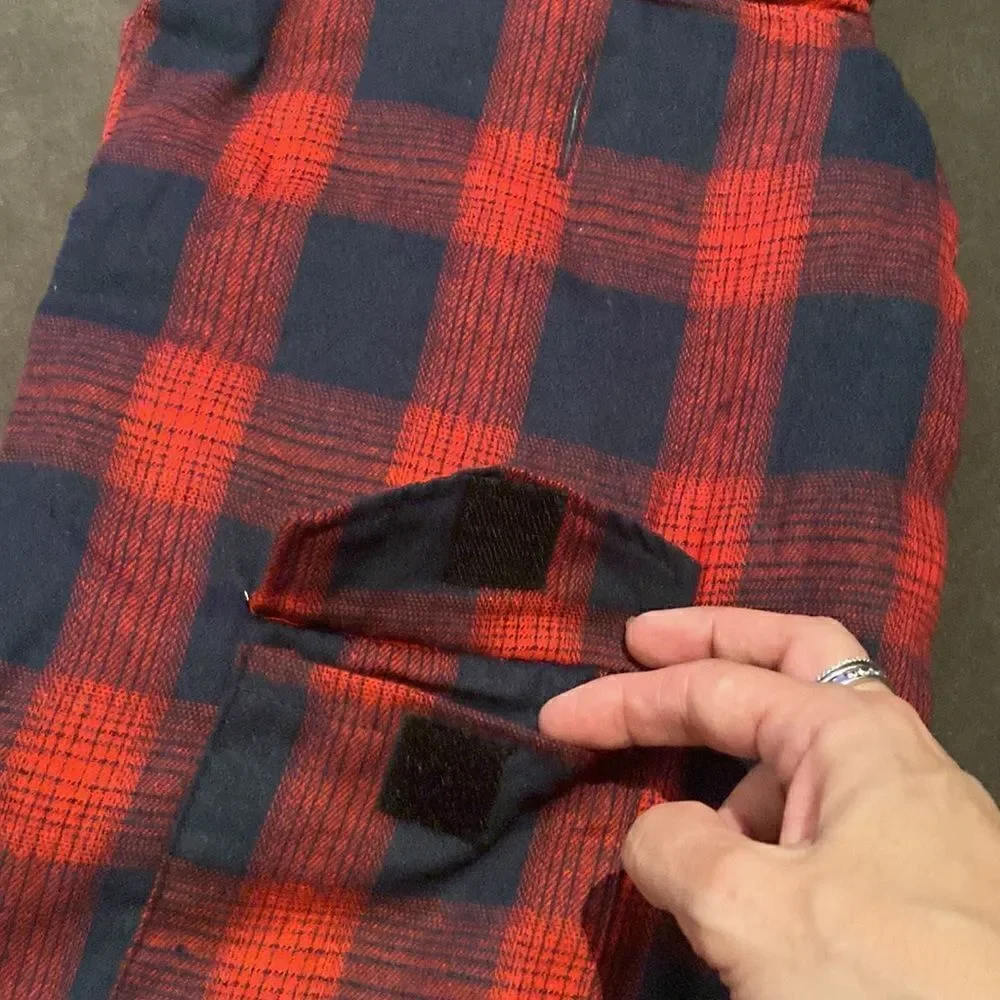 Kouser British Style Red Plaid Winter Dog Coat Jacket Reversible Size L NEW